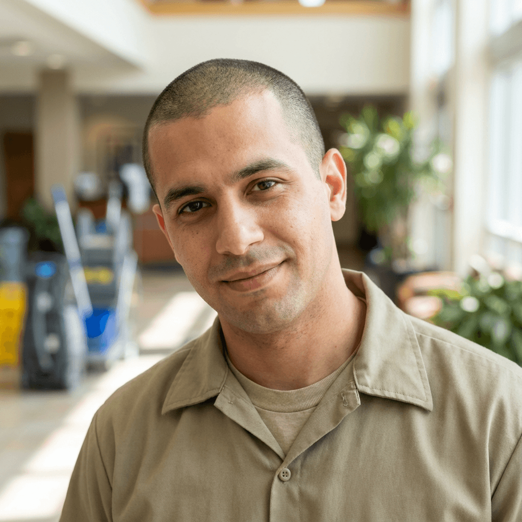 Friendly man in his mid 40s with a warm smile