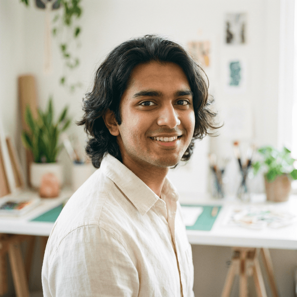 R. Patel smiling in a family home